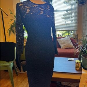 Chic Black Lace Long Sleeve Dress